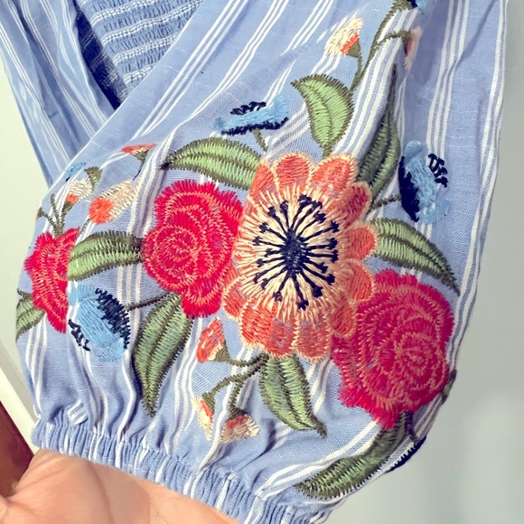 Xhilaration Smocked Cropped Off The Shoulder Shirt - Picture 2 of 5